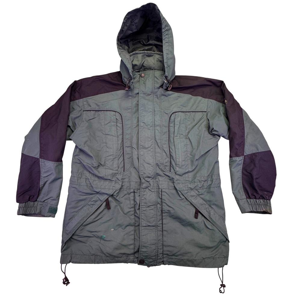 Gerry Hooded Outdoor‎ Jacket Men's Large Green Black Color Block Water Resistant